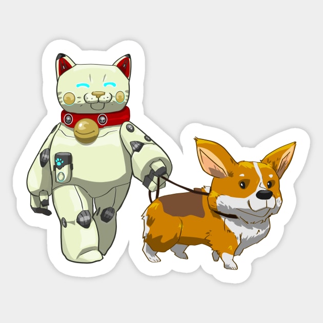 Nekobo the bot dog-sitter Sticker by FredPC